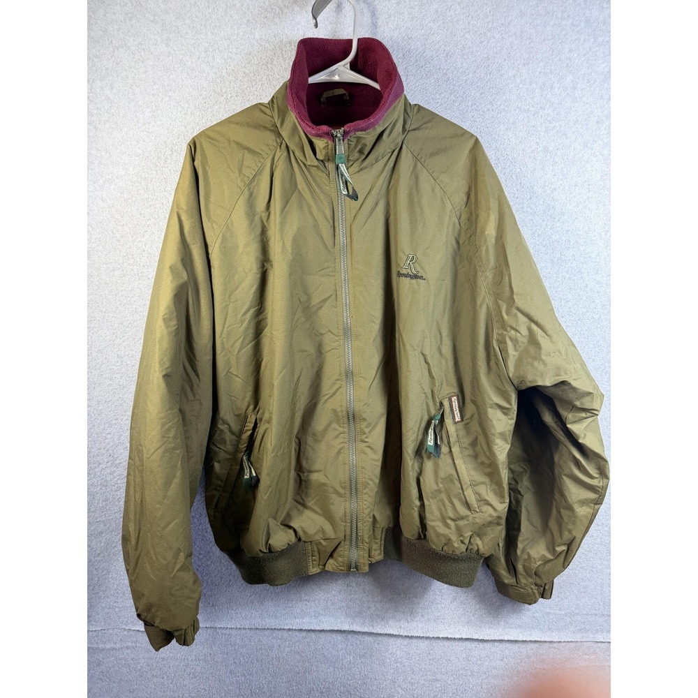 Remington Jacket Mens 2XL Green Nylon Bomber Outdoor Hunting Lined Zip Pockets